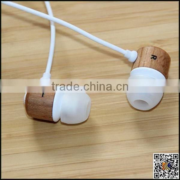 Cherry wood-ear remote control headphones wire (white),Cherry wood earphone
