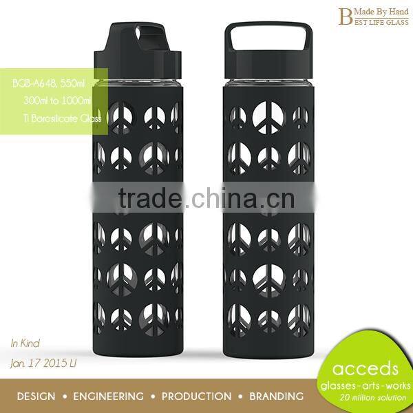 Promotion Portable Glass High Quality Silicone water Bottle
