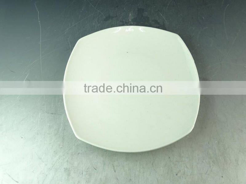 Wholesale white ceramic square flat dinner plate for daily use