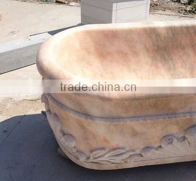 Half Hand Carved Freestanding Stone Bathtub