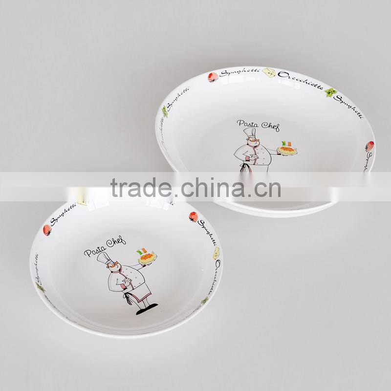12" porcelain round jumbo pasta bowl with Christmas design printing