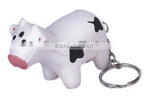 PU stress cow keychain/dairy cattle stress reliever keyring/anti stress milch cow keychain