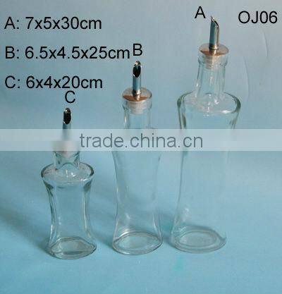 80-260ml clear cylinder glass oil bottle with little pipe/tube