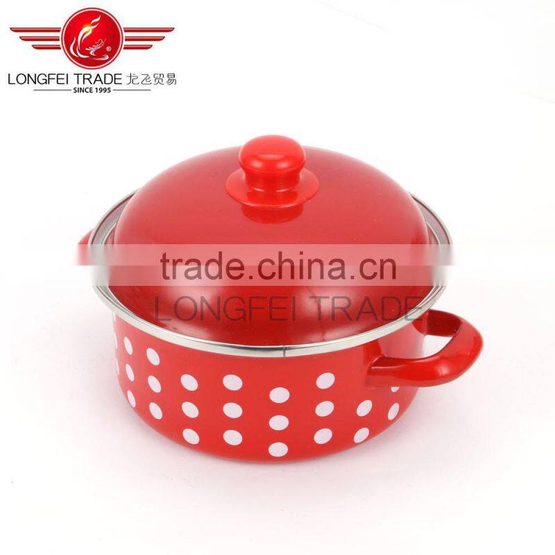 3pcs enamel cookware casseroles set with customize decal cast iron enamel casserole