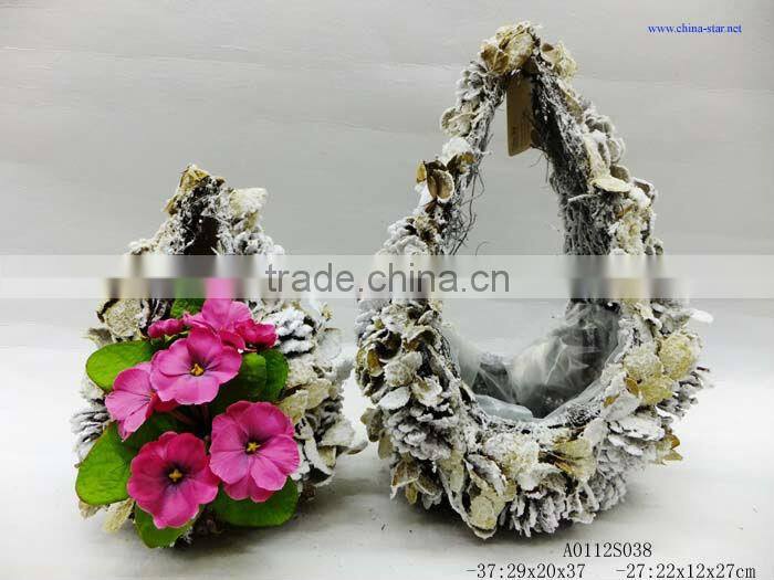 christmas basket with snow