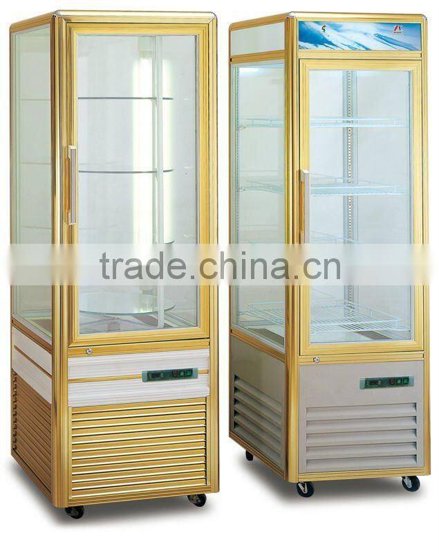 Totating drink cooler glass showcase/refrigerator beverage display/fruit showcase