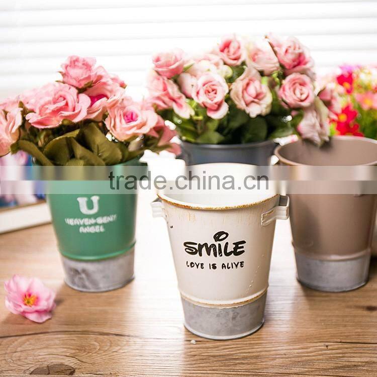 2016 Latest Colorful Pringting Mini Flower Pot / Metal Bucket For Kids