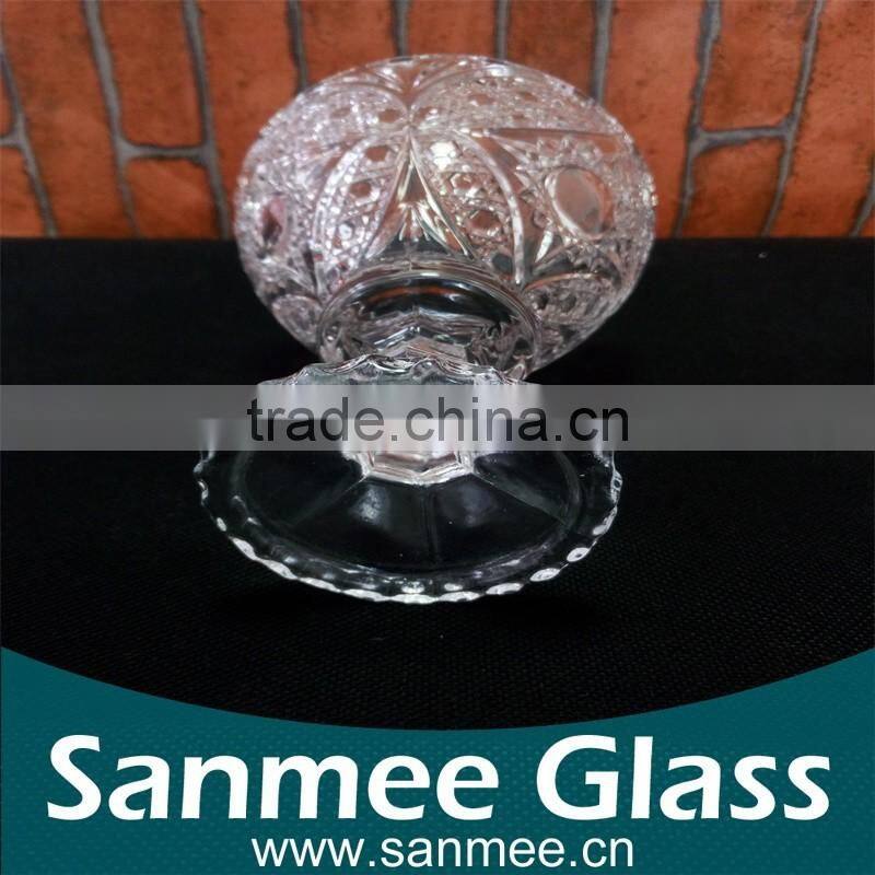 Hot Sale Embossed Glass Ice Cream Cup for Wholesale