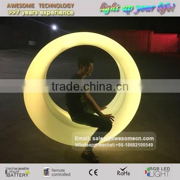 Outdoor events decorative hanging ring shaped led illuminating swing