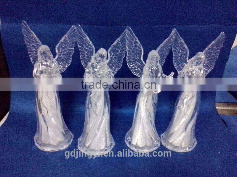 2015 Dongguan 10 inch Acrylic hollow angel with LED Light