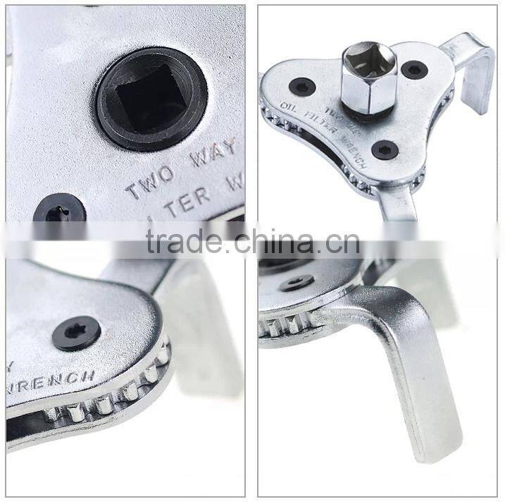 1/2 drive auto adjust 2 Ways 3 Jaw round chrome plated flat type oil filter wrench