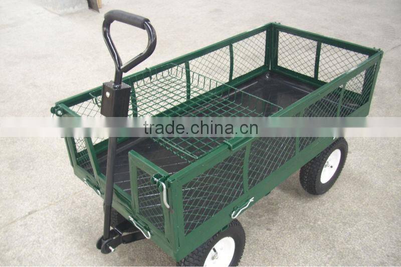 yellow color heavy duty steel garden cart