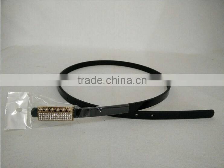 Wholesale colourful rhinestone paved alloy buckle sex women lady thin PU waist belt