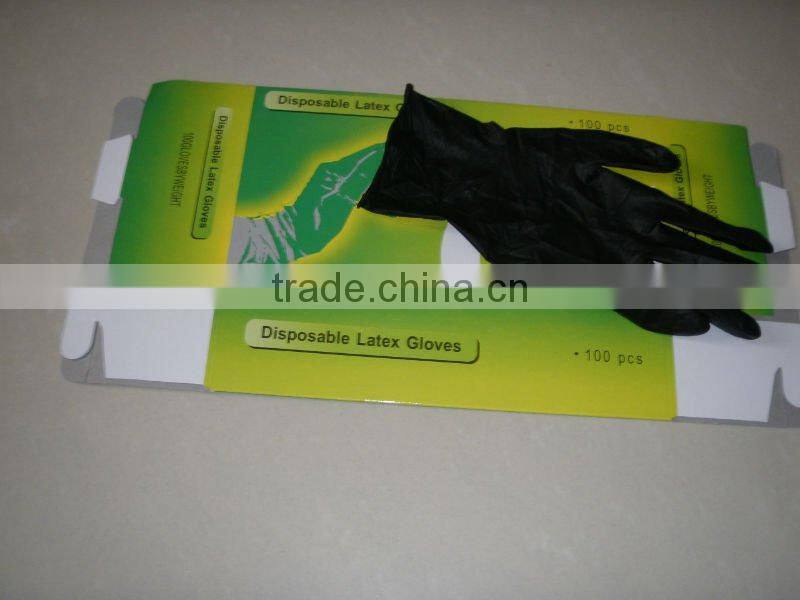 Tattoo Gloves--Powder Free/Black/Natural Latex/100pcs per box