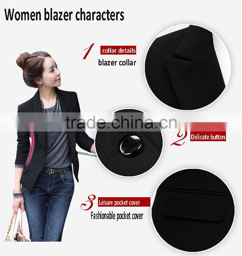 NEW Women Slim One Button Long Sleeve Black Women Blazers 2014