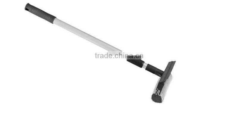 Telescopic glass window wiper with squeegee