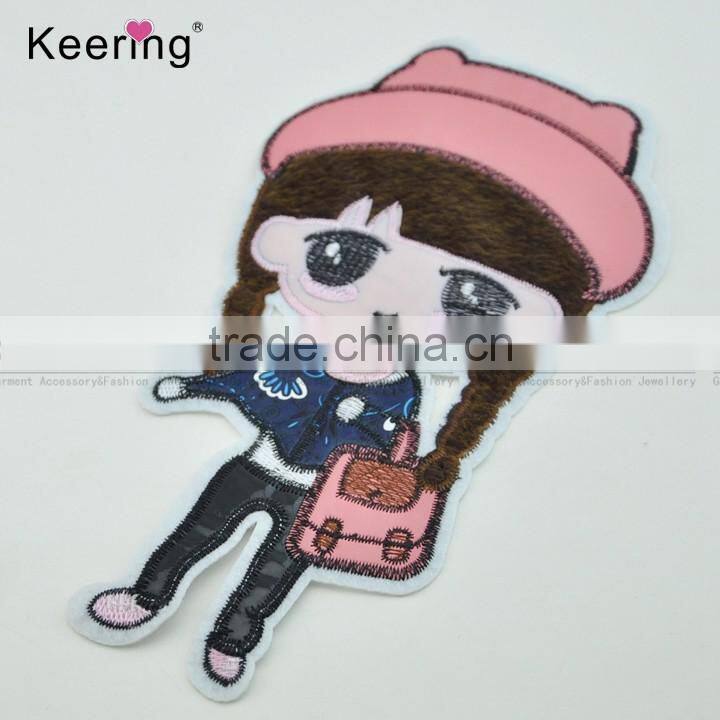 Pretty girl custom embroidery textile patches for garment accessory