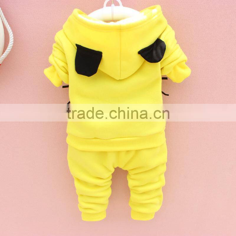 Children's add wool fleece suit with cute hood