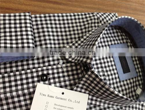 Men Gingham shirts 100 cotton checks/plaids shirt button down high collar shirts