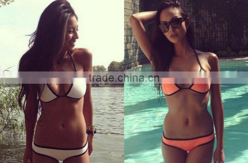 summer new Hot sexy pure color women bikini set bandage swimsuit