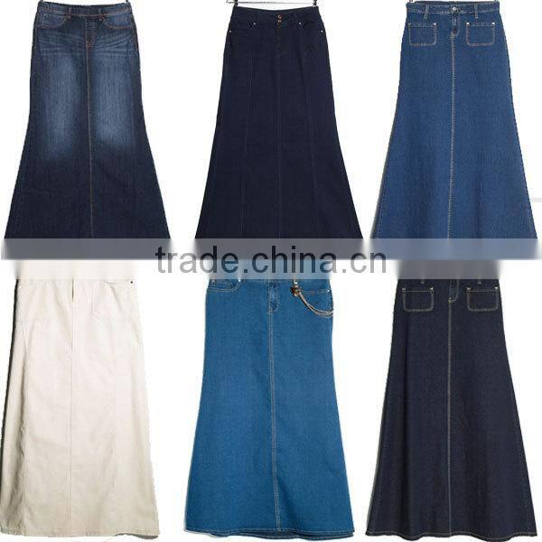 Factory directly sale new ladies flared long denim skirt