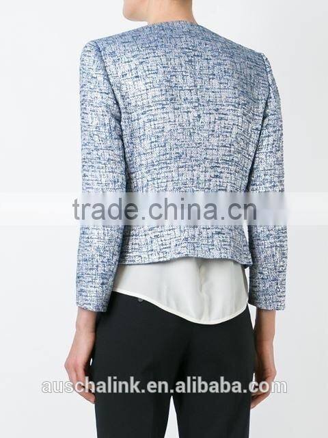 nice design outdoor ladies elegant tweed jacket low price