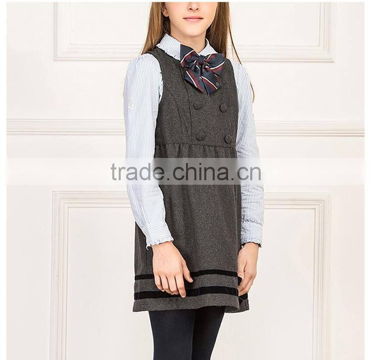 China Manufacture Girls Winter Grey School Uniform Dress