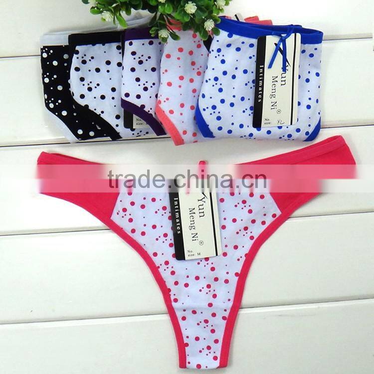 Wholesale printing dotted t back panties cotton panties women thong ladies underwear