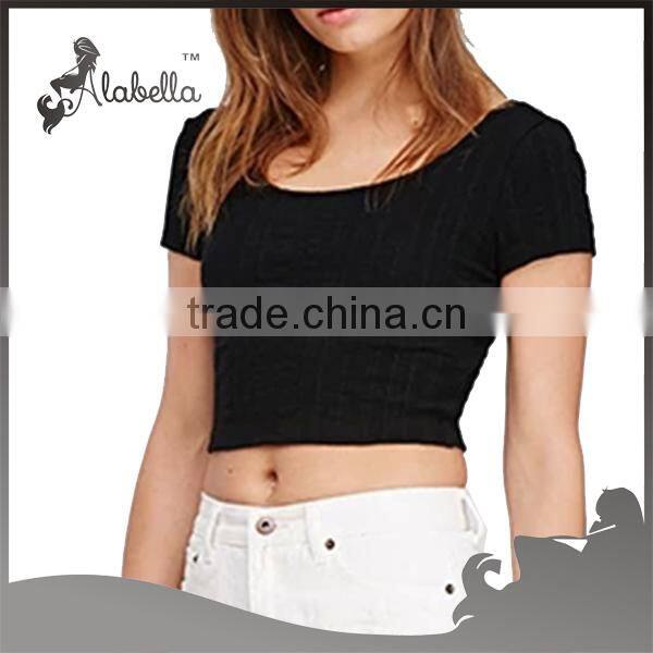 Scoop neck crop tops with 100% cotton fabric