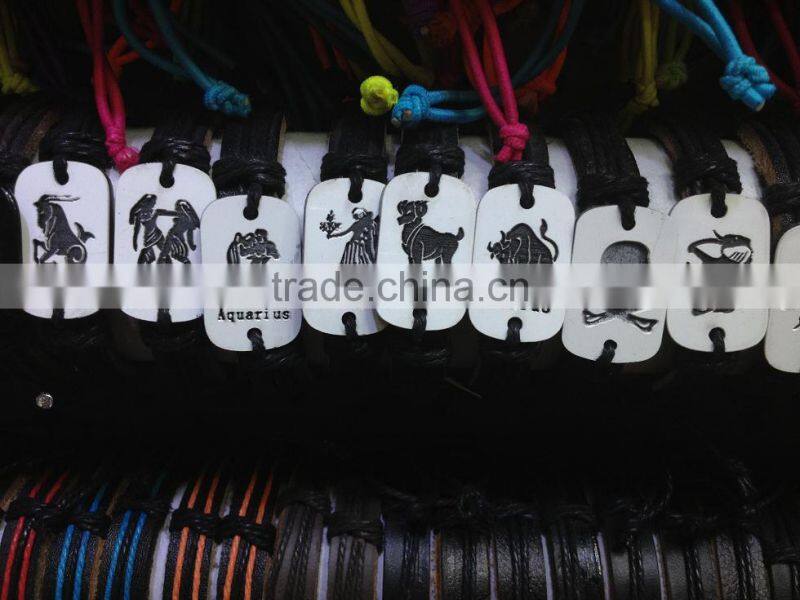 personalized initial letter charm leather bracelets custom logo charms DIY leather bangle best promotion gifts