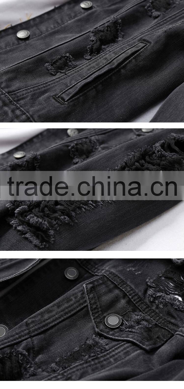 Custom boyfriend style oversized fit jeans jacket women plain distressed denim jacket