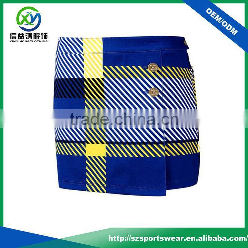 Custom brand quality contrast color quick dry ladies sports skirt, golf short skirt
