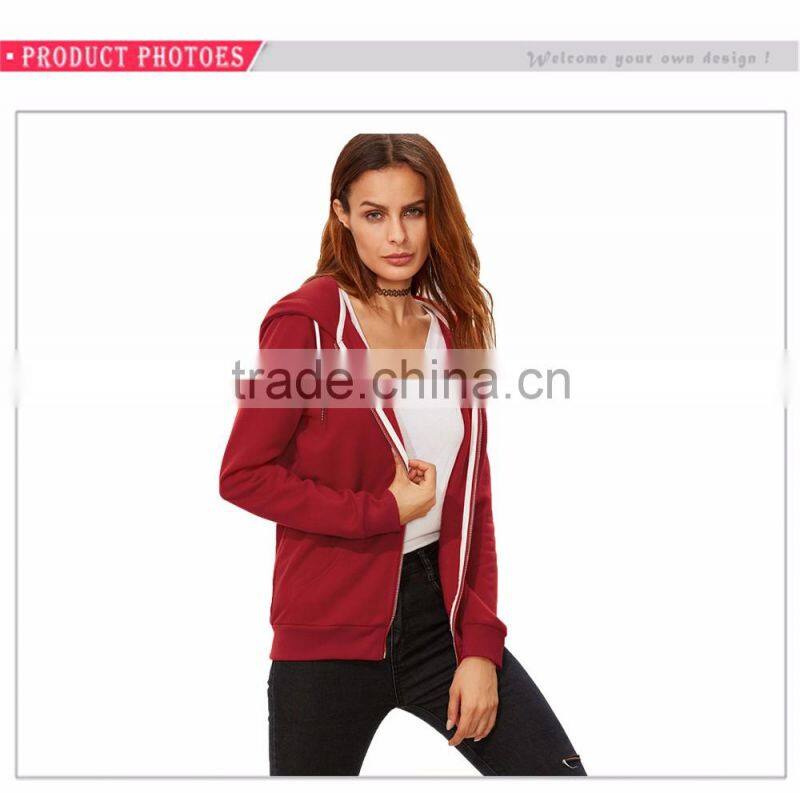 Factory Wholesale Last Design Blank Comfortable Full Zip Women's Hoodies