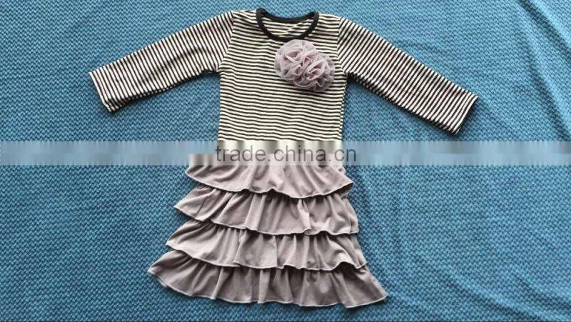 XF-232 wholesale child baby girl white and black ruffled dress