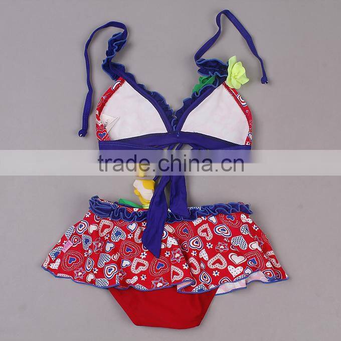 2016 Summer New Arrival Children Swimwear For Girls Colorful Polyester And Lycra Heart Printed Bathing Suits Girls SR40417-1