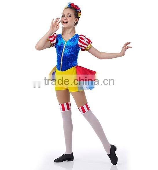 2016 New Design -print spandex and velvet biketard dance wear