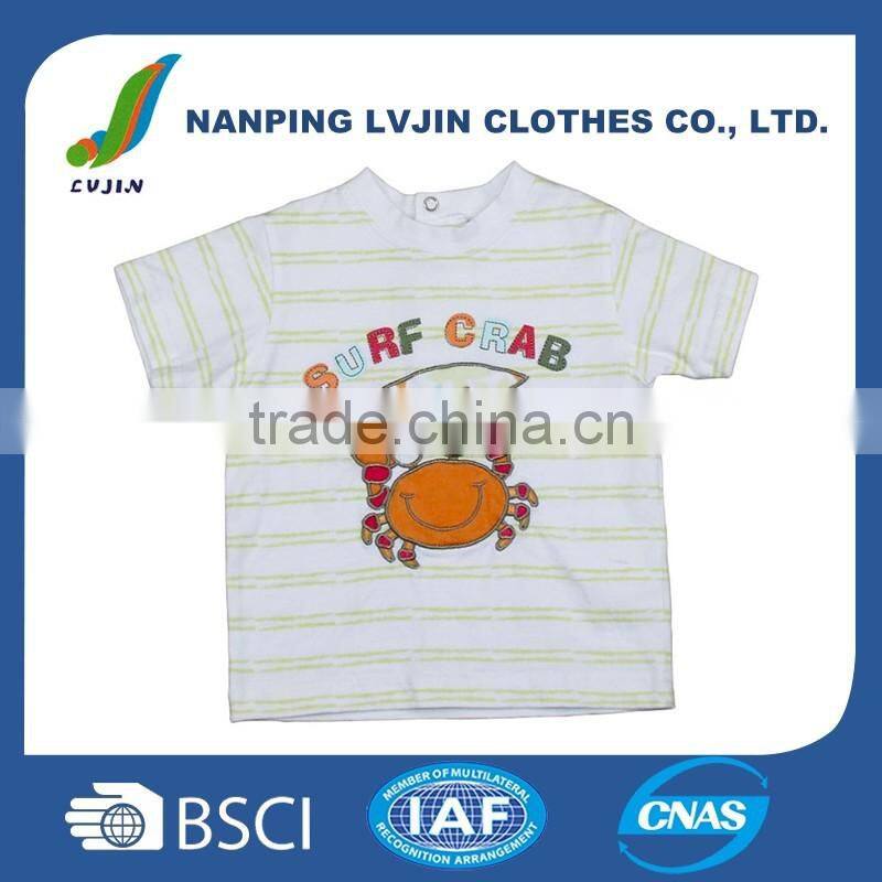 printed hot sale 100% cotton printed baby t shirt clothes manufacturer