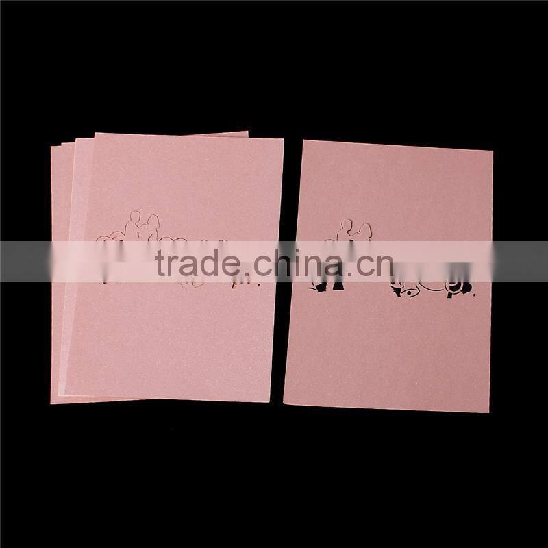 Paper Wedding Party Name Place Cards Heart Bride and Groom Hollow Pink Glitter