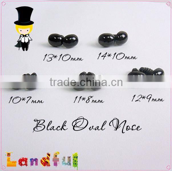 Black Plastic Safety Oval Nose With Hand Pressed Washer For Stuffed Toy