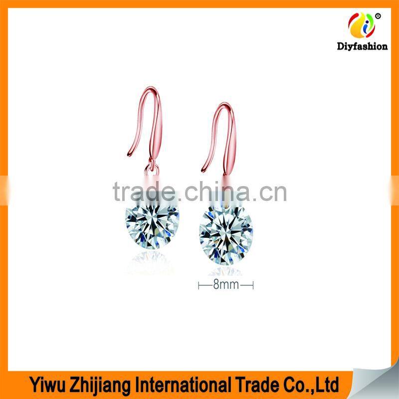 Hot Sell 8mm White Gold Plated Cubic Zricon Stone Earring For Women