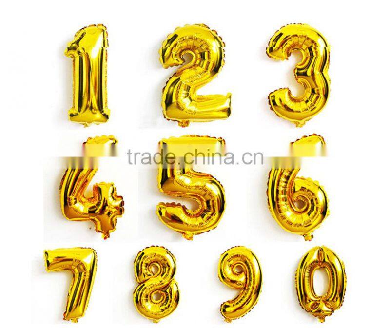 Hot sale 32 inch gold silver color foil number balloons for party decoration
