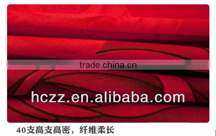 Red Flower Printing Bedding Set 4pcs