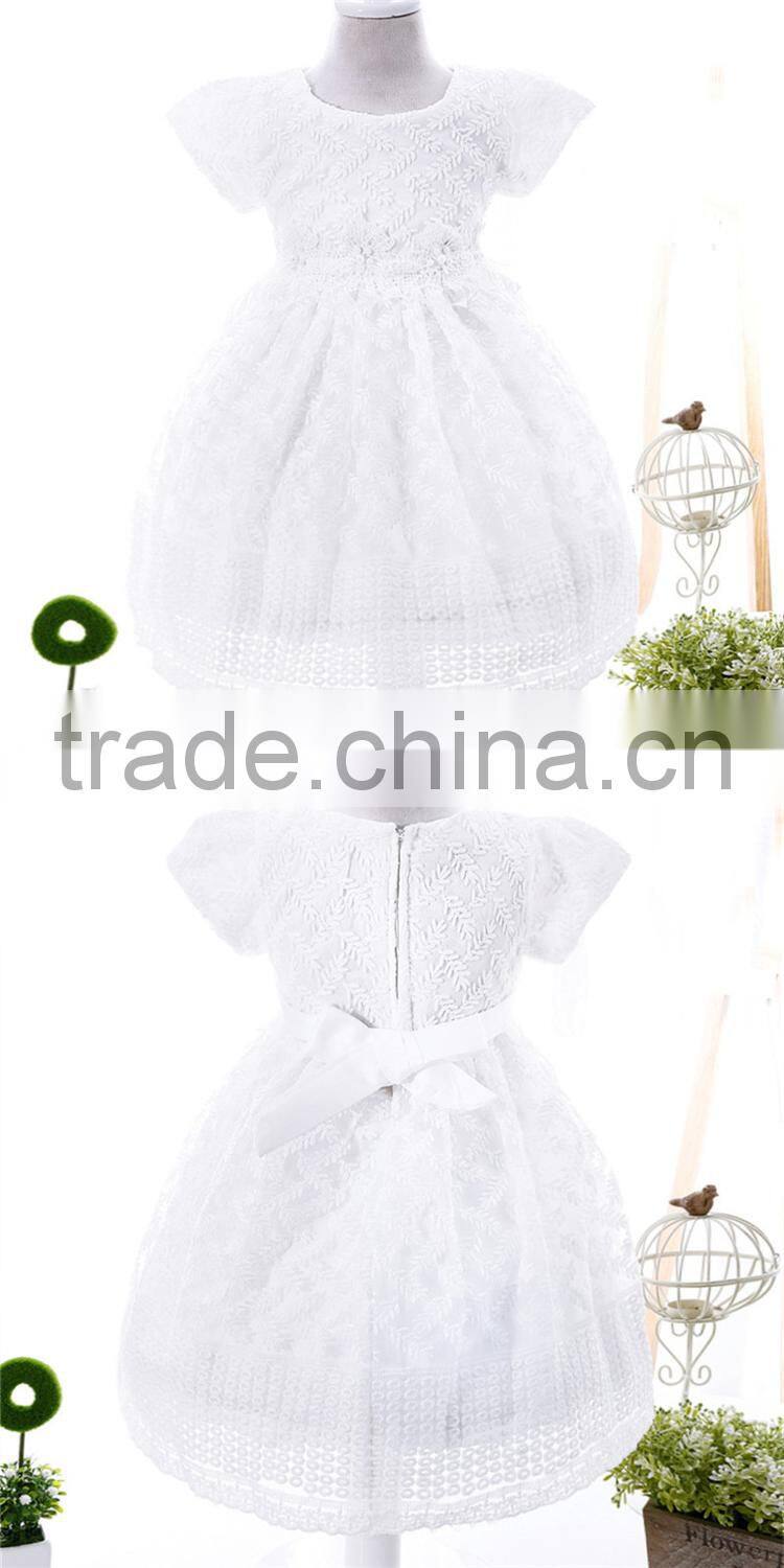 Good quality flower embroidery latest net designs novel fashion baby dress new style