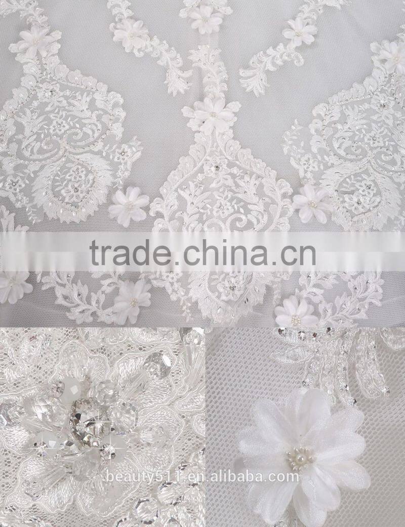 Strapless lace mermaid color wedding dress bridal for bride sleeveless sexy bridal dress F13201