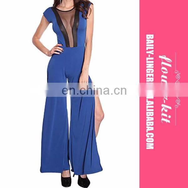 Top quality elegant blue fashion women strapless one piece jumpsuit