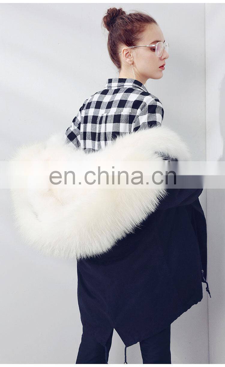 New Winter Design Genuine Raccoon Fur Collar Coat Women and Real Fox Fur Parka