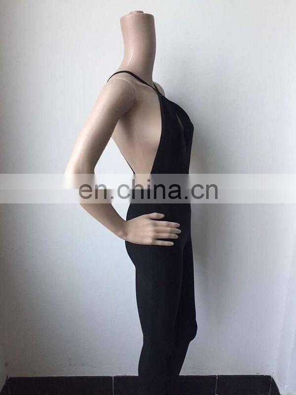 2016 new black sleeveless bandage jumpsuits backless jumpsuits wholesale dropshipping beaded jumpsuits