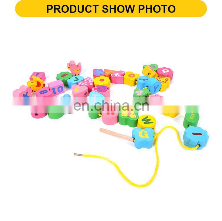 36pcs colorful blocks Children string beads in bulk wooden toys educational baby