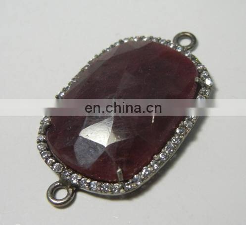 Pave Diamonds !! Handmade 925 Sterling Silver Faceted Flashy labradorite moonstone Gemstone Connector