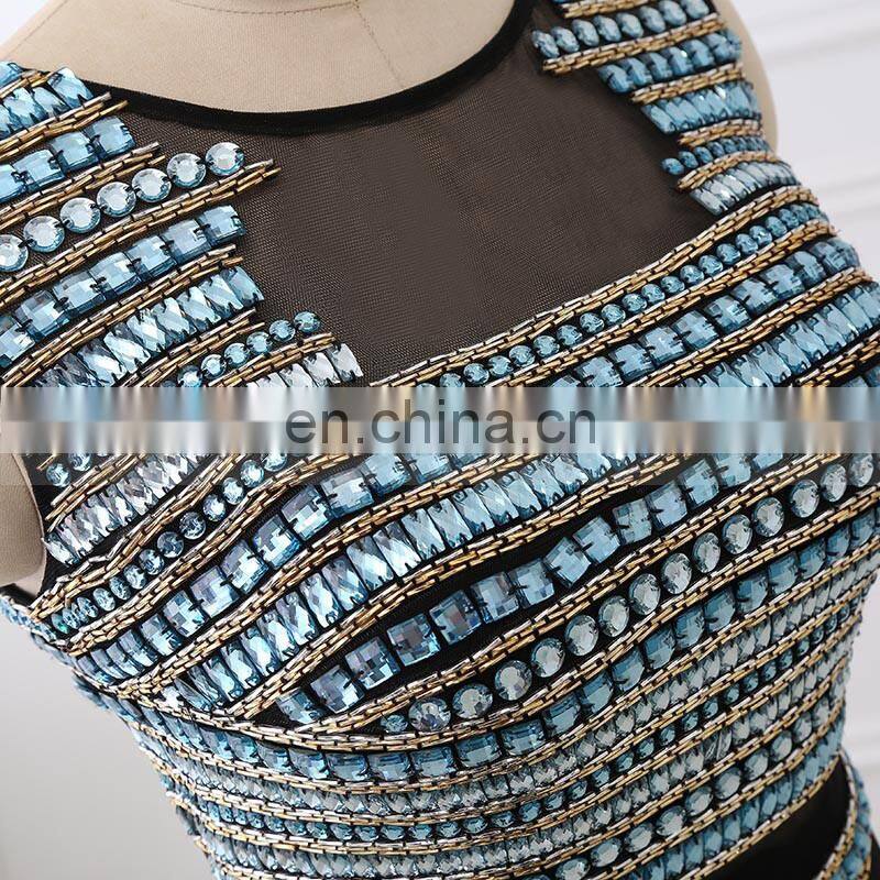 Gorgeous Mermaid Sexy Open Back Crystal Evening Gowns Evening Dresses LX303